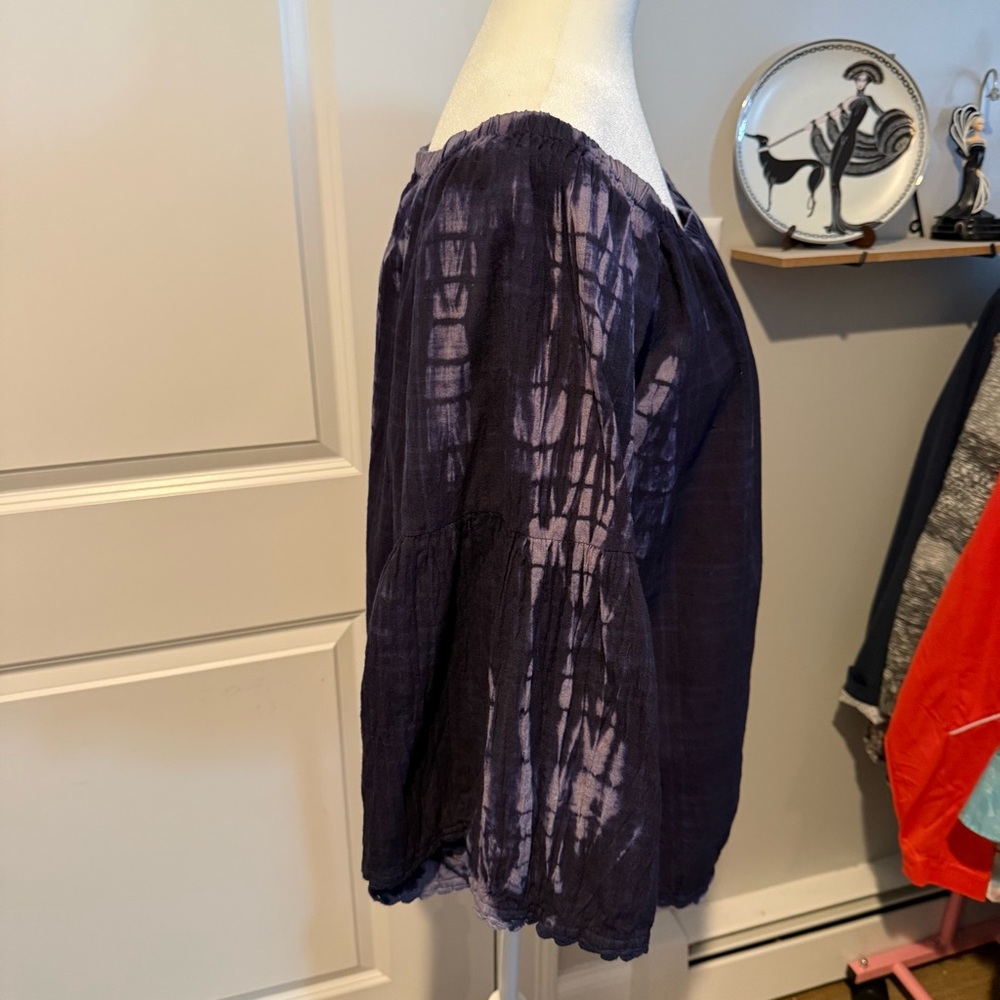 Ivy Jane Midnight Blue Tie-Dye Off-Shoulder Blouse Super cute Boho style - Picture 7 of 9